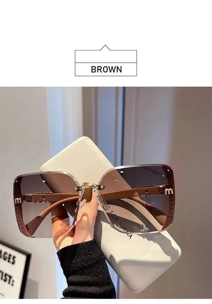 QVQV Luxury Designer Square Sunglasses Women High Quality Letters Sun Glasses Ladies Vintage Trendy Driving Eyewear Gafas De Sol