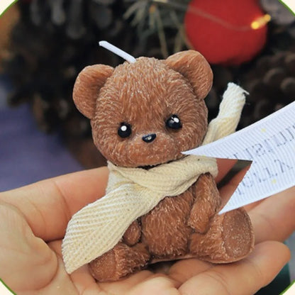 Cute Scarf Teddy Bear Scented Candle，Soy Wax Aromatherapy Candle for home Decor Festival party decoration Birthday Gift