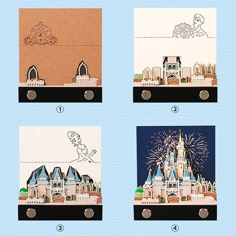 Time Piece Calendar 2026 Desk Calendar With LED Light 3D Tear-away Calendar Paper Carving Art Memo Pad Notepad Gift Christmas