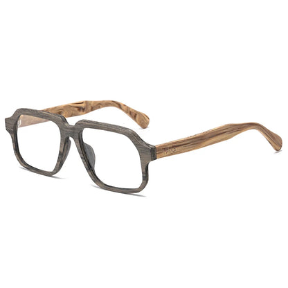 TAG Hezekiah Natural Wood Glasses Frame Men Oversized Wooden Myopia Prescription Optical Glasses Spectacle with Clear Lens 8188
