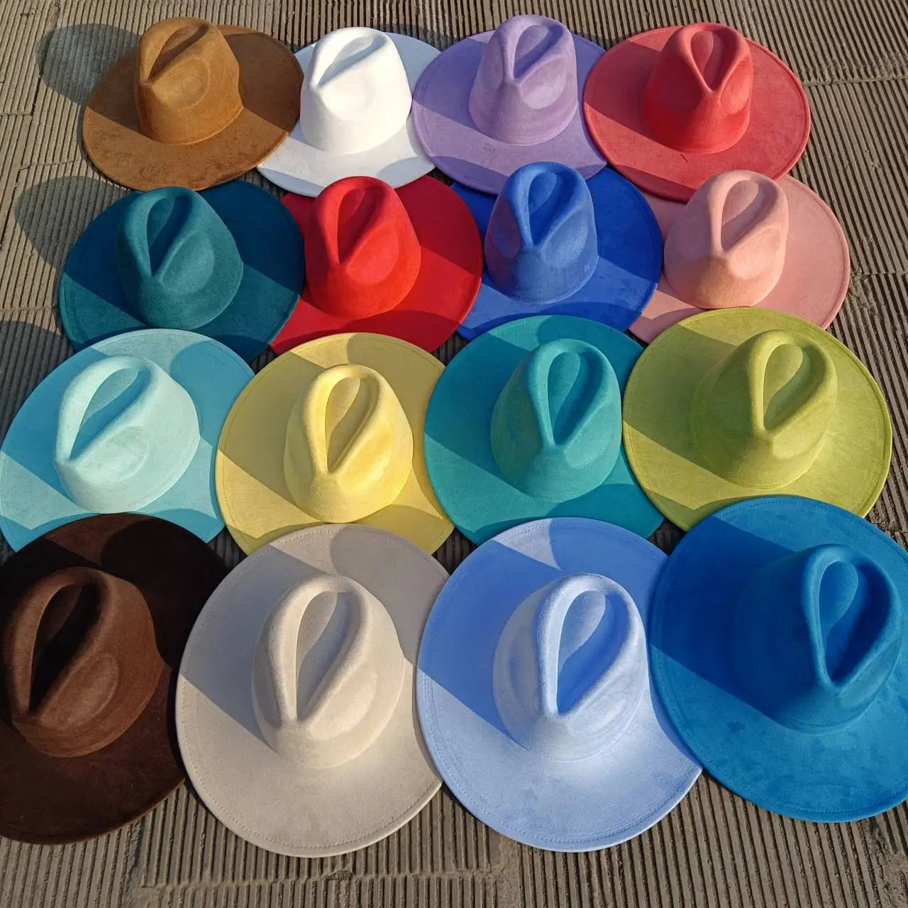 Suede Fedora Multicolor Heart-shaped Top 9.5cm Brim Men and Women Jazz Hat Panama Hat