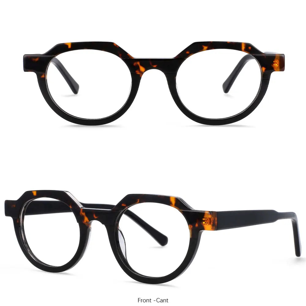 54139 Retro Acetate Optical Glasses Frames Men Women Two Color Splicing Fashion Eyeglasses