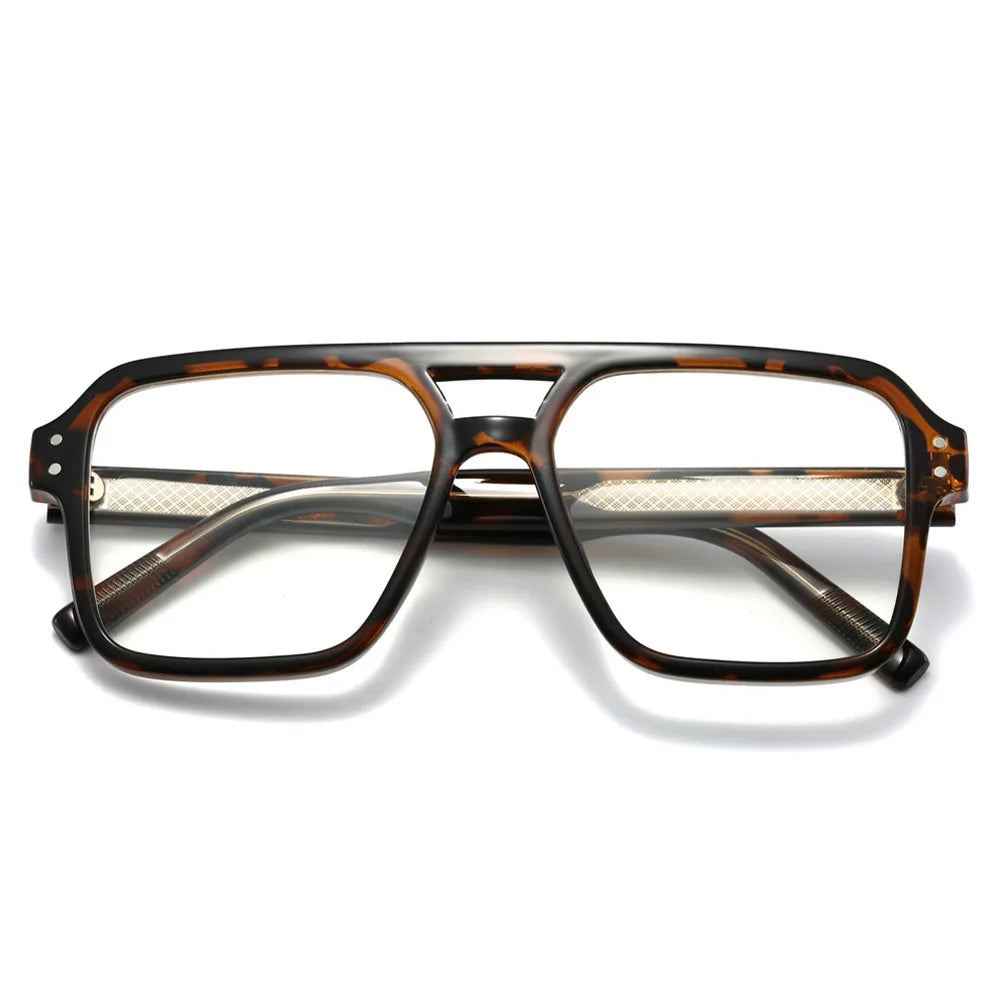 Unisex Retro Glasses Frame Large Eyeglasses Anti Blue Light Square Opical Glasses Aviation Suitable Decoration Eyewear