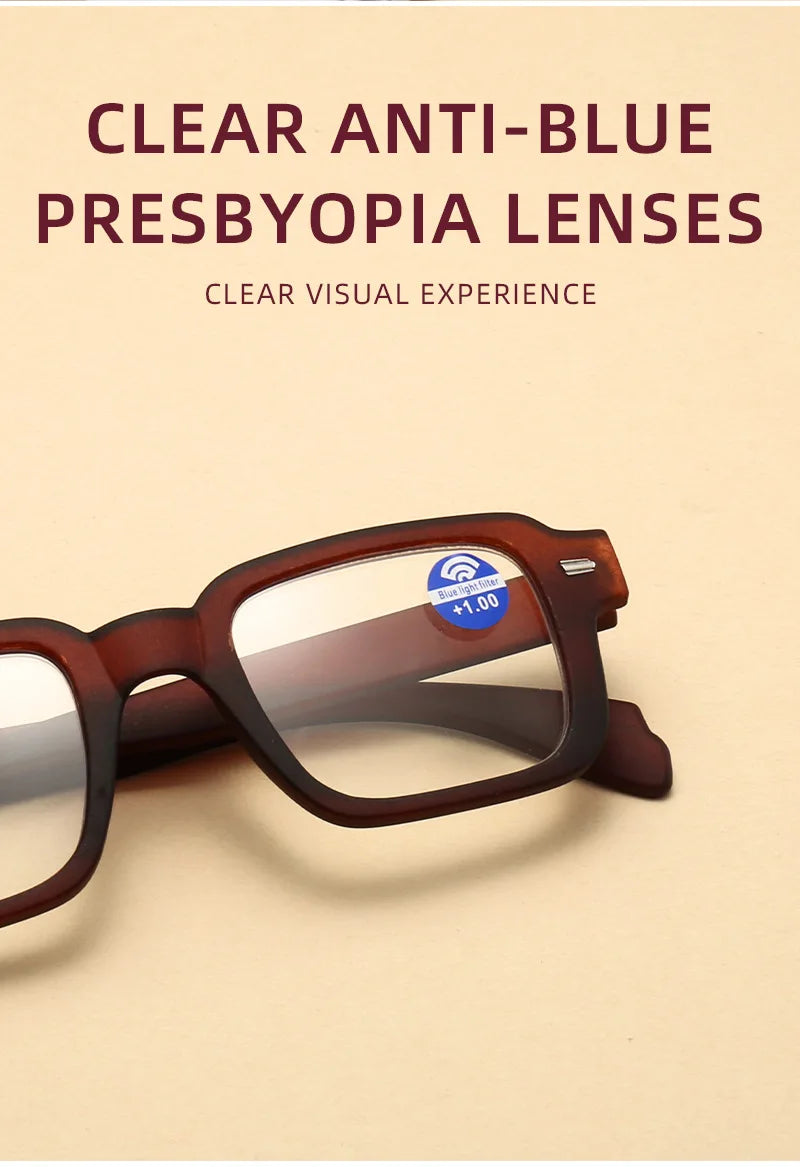 Fashion Women Reading Glasses Square Plastic Computer Anti-Blue Light Women Men Presbyopia Hyperopia Eyeglasses +1.0 +1.5 +2.0
