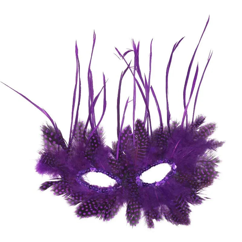 Gold Ostrich Feathers Carnival Mask Men Women Masquerade Eye Masks Venetian Cosplay Props Halloween Carnival Party Face Masks