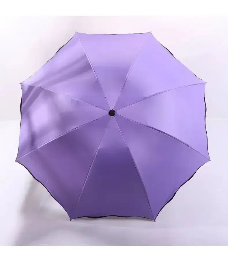 1-2PCS Portable Creative Water Flowering  Umbrella Manual  Black Coating UV Protection Sun Rain Dual Use Folding Parasol