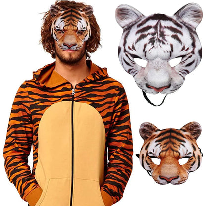 Animal Mask 3D Realistic Half Face Mask Halloween Carnival Masquerade Birthday Party Game Cosplay Costume Accessories Props