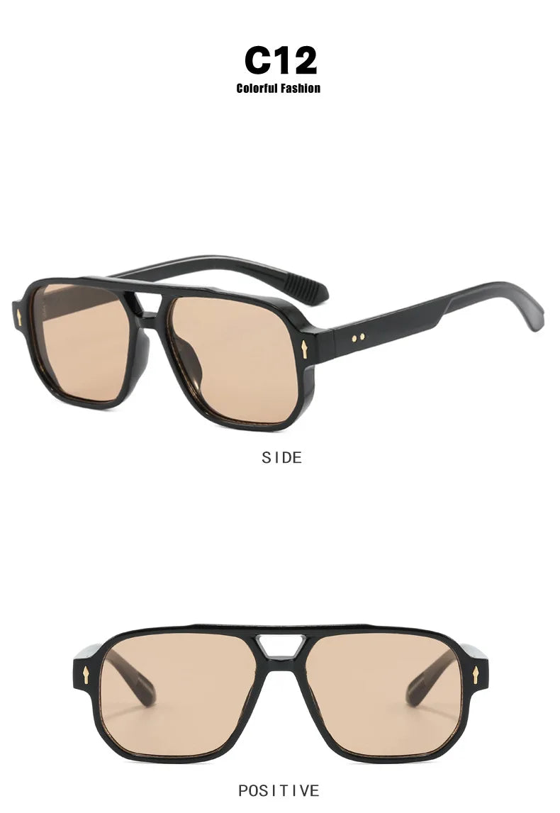 New Fashion Square Women Men Sunglasses Retro Rivets Women Brand Designer Shades UV400 Sun Glasses Gafas De Sol