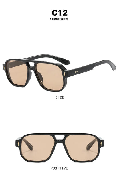 New Fashion Square Women Men Sunglasses Retro Rivets Women Brand Designer Shades UV400 Sun Glasses Gafas De Sol