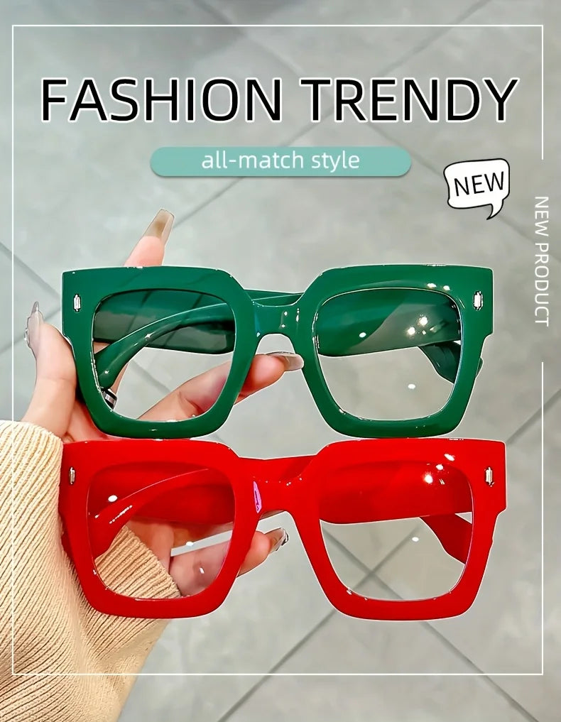 New style New style Vintage Glasses Square Full Rim Spectacles Unisex, Anti-Reflective Coating, Fashionable Transparent Lenses