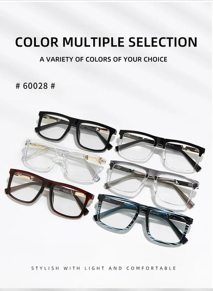 Men Vintage Anti Blue Light Reading Glasses Classic Brand Double Bridge Square Eyeglasses Business Office Presbyopia Glasses +