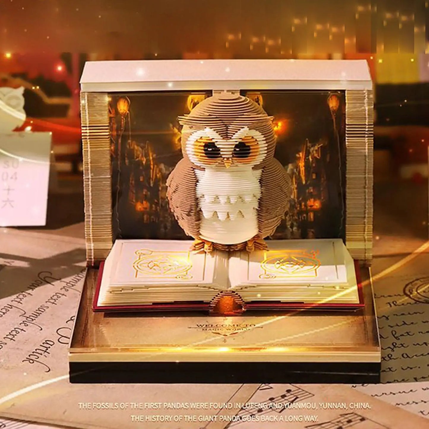 2026 Paper Sculpture Calendar 3D Owl Tear-off Calendar Paper Sculpture Art Memo Notepad Desk Calendar Sticky Notes Bookmark