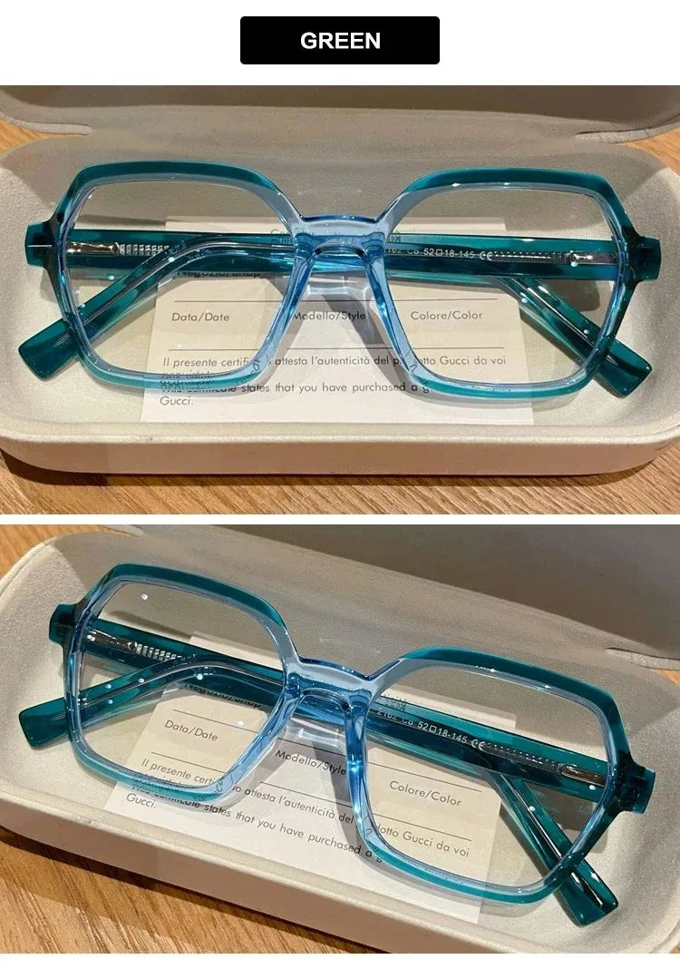 EYORA Fashion Polygon Prescription Reading Glasses Women Myopia Eyewear Hyperopia Anti Blue Light Progressive Optical Eyeglasses