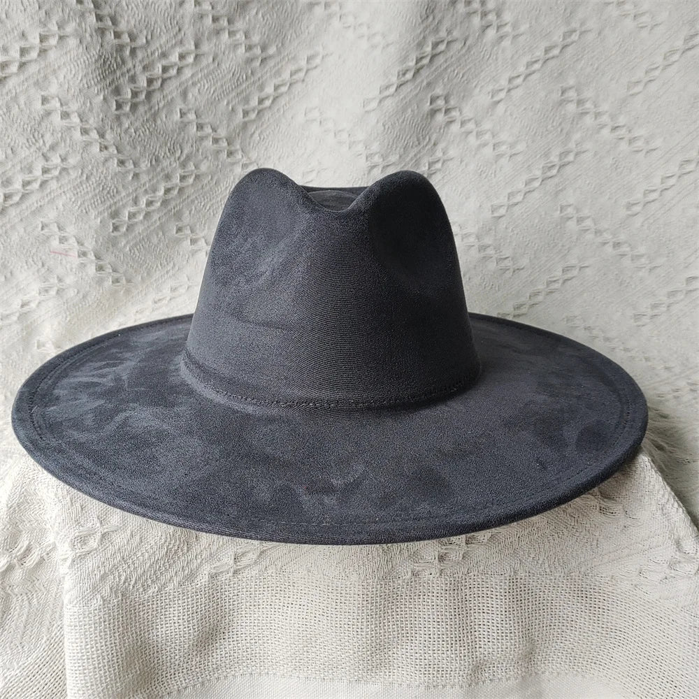 Colorful Suede Wide Brim Felt Fedoras Women's Hat Men's Church Jazz Hat Denim Hat Panama шляпа женская летняя 2024