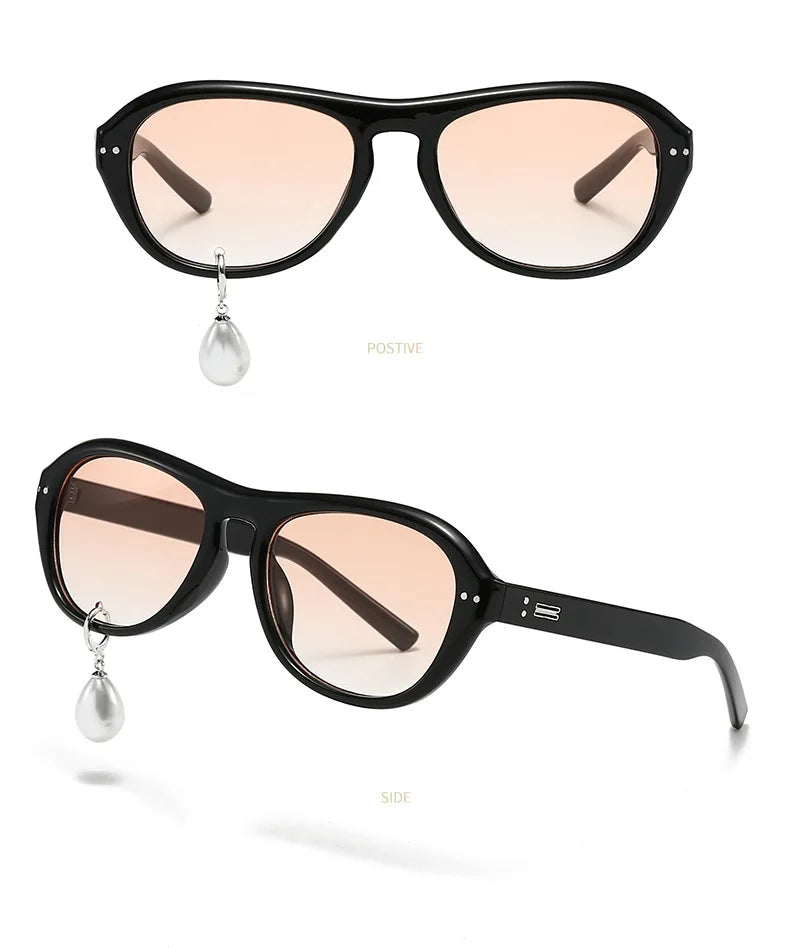 Pearl Diamond  DIY Tear Sunglasses for Women Small Frame Cat Eye Fashion Forward Mermaid Tear Aviator Eyewear