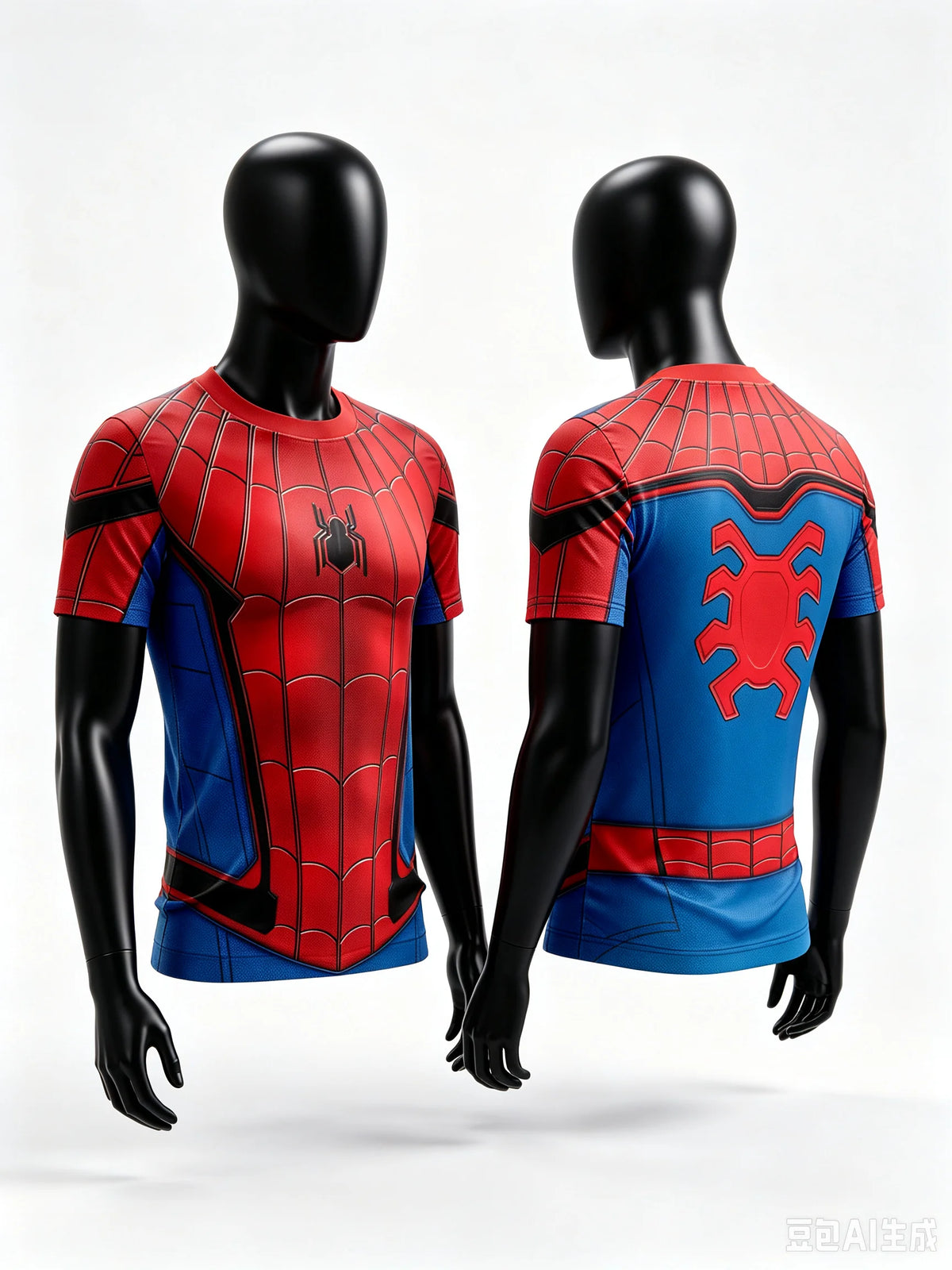 Parent‑child Spider Hero Graphic T‑Shirt,Red‑Blue 3D Printed Jersey,Polyester Short Sleeve Tops for Family Matching Outfits