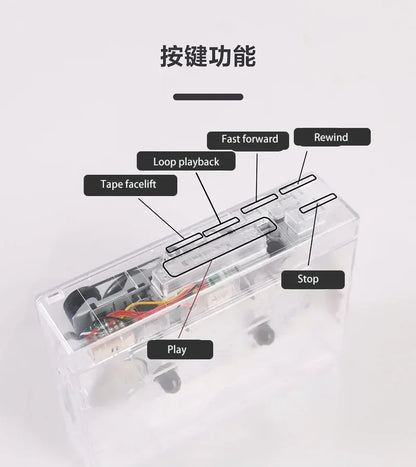 Transparent Tape Player Retro Stereo Cassette Player Walkman Nostalgia Cassette Tape Music Audio Auto Reverse With Bluetooth FM