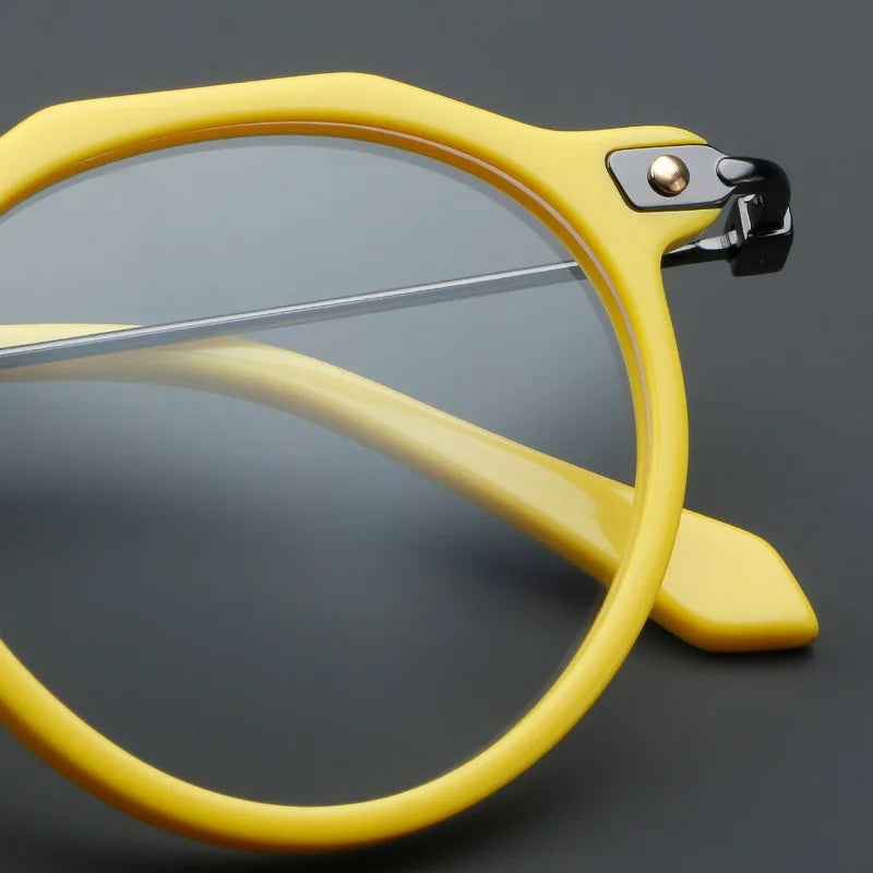 57028 Vintage Acetate Optical Spectacle Frames Women Fashion Round Metal Eyeglass Frame Men Trend Transparent Eyewear