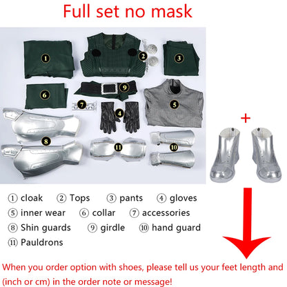 New Doom Cosplay Costume High Quality Green Cloak Mask Shoes Armor Set Men's Superhero Role Play Uniform Halloween Outfit Custom
