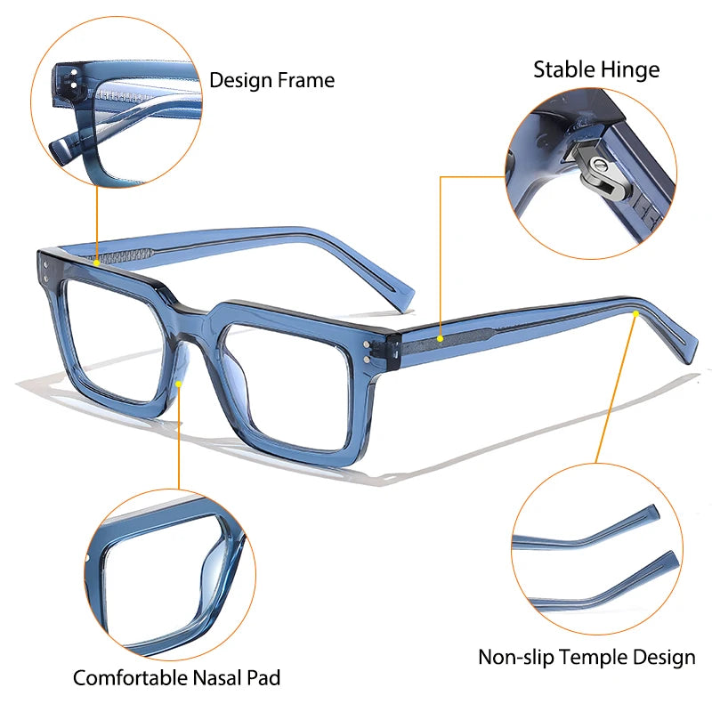 HBK Fashion Glasses Frames for Men TR90 Square Anti Blue Light Women's Daily Simple Business Glasses Optical Eyeglasses Frame