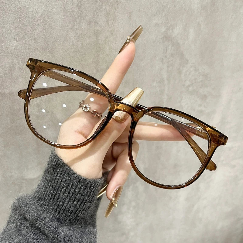 Ladies' Fashion Glasses, Minimalist Art Retro Trend Accessories, Large PC Frame with Transparent Lenses