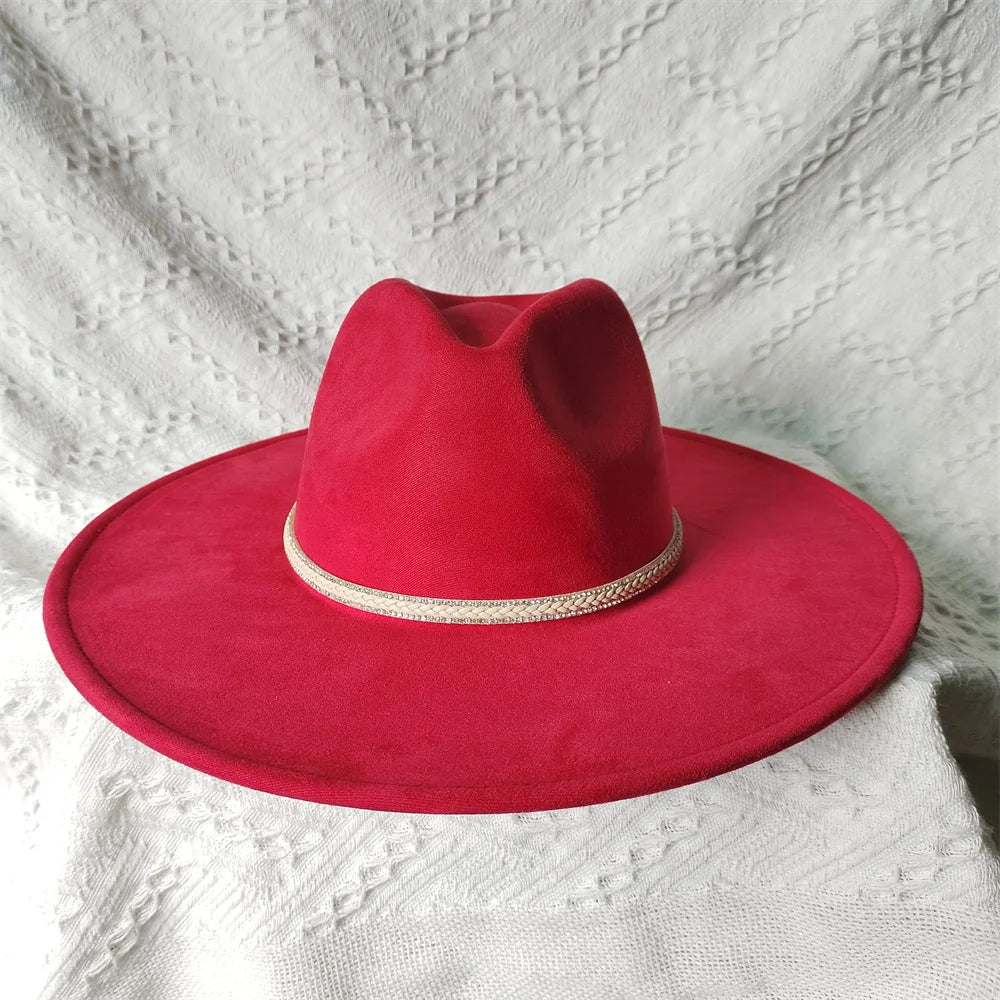 Colorful Suede Wide Brim Felt Fedoras Women's Hat Men's Church Jazz Hat Denim Hat Panama шляпа женская летняя 2024