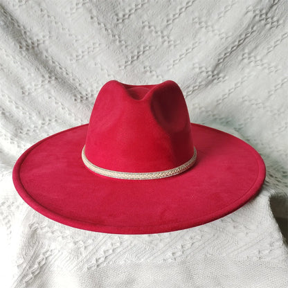 Colorful Suede Wide Brim Felt Fedoras Women's Hat Men's Church Jazz Hat Denim Hat Panama шляпа женская летняя 2024