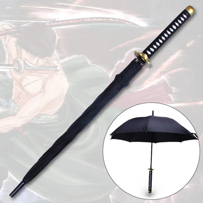 Anime Zoro Katana Umbrella Sword Long Hand Black Parasol Roronoa Zoro Knife Real Size Japanese Katana Sabre Umbrella Raincoa