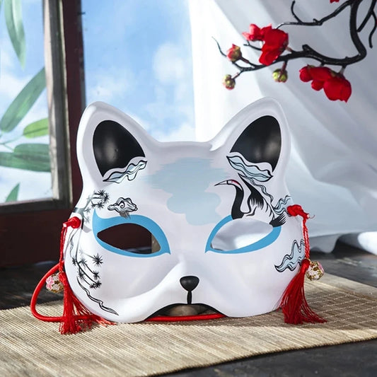 HUA HUA Cosplay Mask Handmade Half Face Mask Japanese Cat Mask Japanese-Style For Stage Performances Anime Cosplay