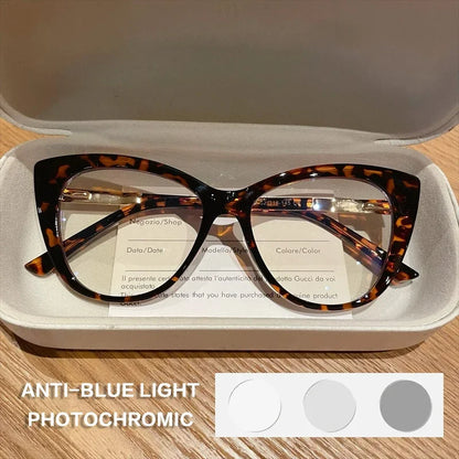 EYORA Fashionable Full Rim Cat Eye Reading Glasses Women Anti Blue Ray or Photochromic Progressive Prescription Optical Eyewear