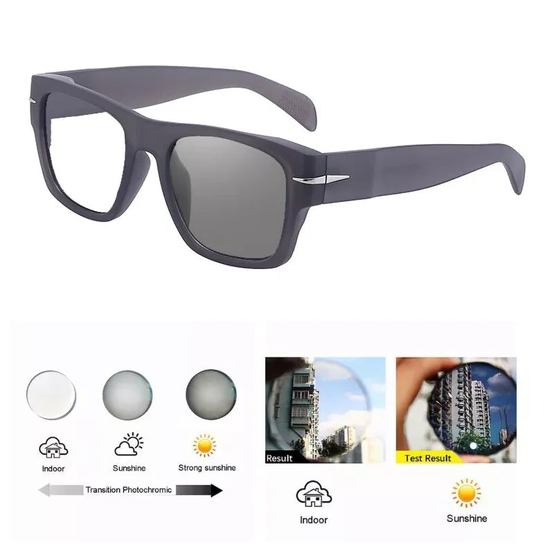  Thick Frame Men Women Square Photochromic Gray Reading Glasses Classic Presbyopia Glasses Shade Sunglasses FELRES