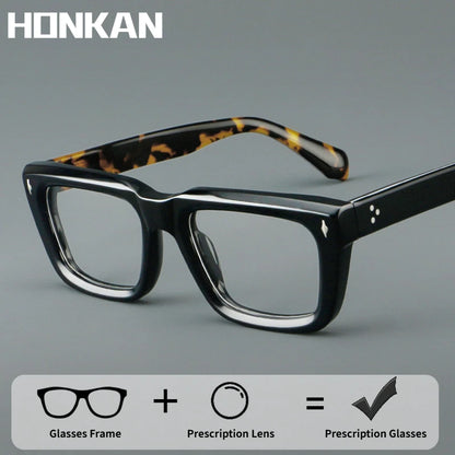 Fashion Thick Frame Acetate Glasses Men Vintage Square Myopia Prescription Eyeglasses Frame Reading Glasses Luxury Brand Eyewear