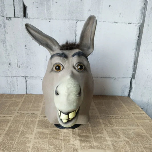 NEW Latex Animal Head, Adult Donkey mask loquacious donkey dance mask Halloween horror play funny performance animal hood