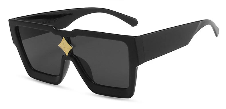 Retro Millionaire Sunglasses for Women Men Vintage Fashion Flat Top Thick Frame Square Sun Glasses Punk Rock Hip Hop Style