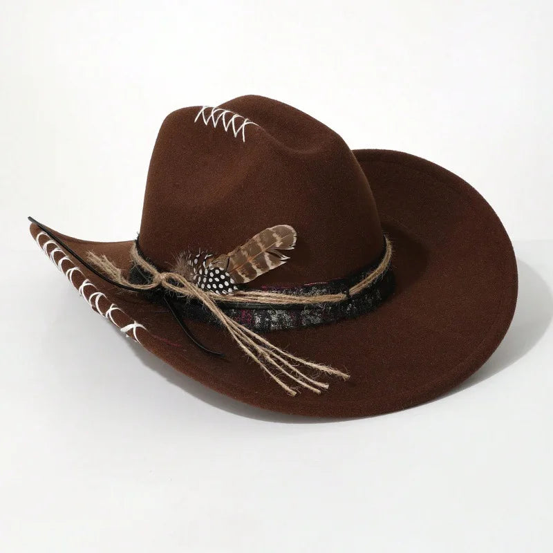 Handmade Fedora Hat suede Men's and Women's Hat feather vintage Fashion Jazz hat Top hats flat Panama sombrero mujer British hat