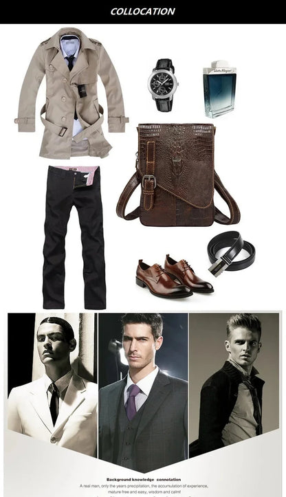 Men Crocodile Classic Briefcase retro Man Genuine Leather Shoulder messenger men luxury designer mens bag