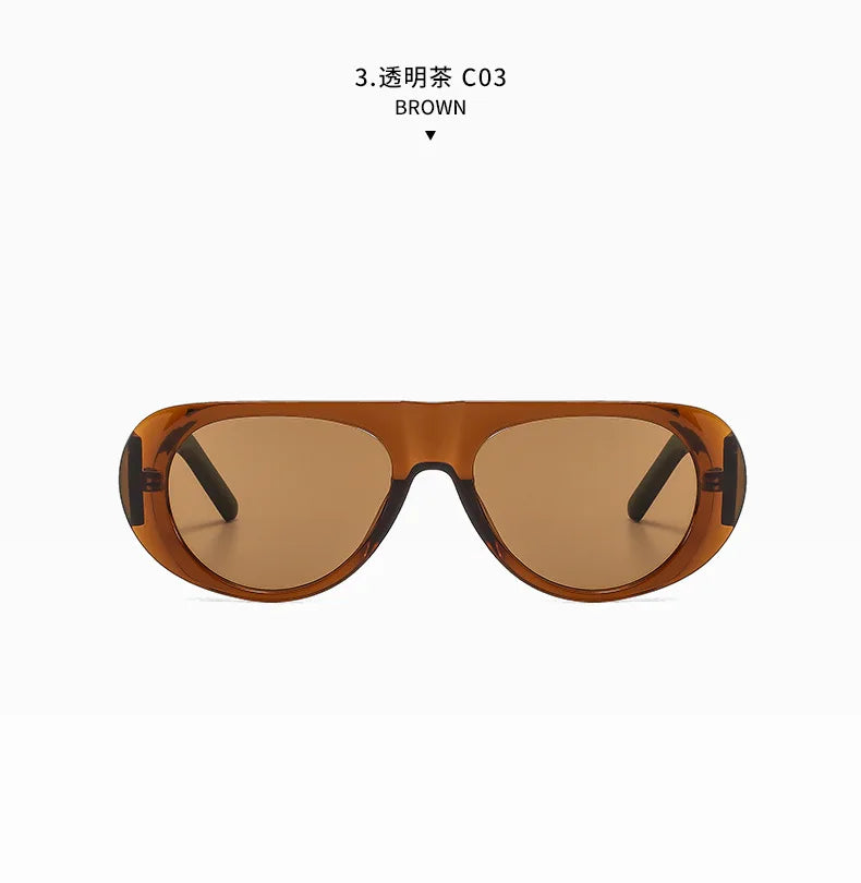 Vintage Big Frame Ellipse Women Square Sunglasses Brand Black Round Cool Men Sunglasses One Piece Designer Pilot Sun Glasses