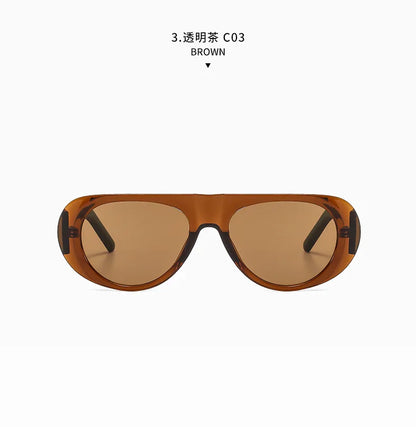 Vintage Big Frame Ellipse Women Square Sunglasses Brand Black Round Cool Men Sunglasses One Piece Designer Pilot Sun Glasses
