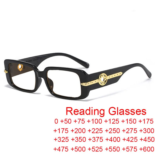 Vintage Rectangle Frame Reading Glasses Brand Designer Small Eyeglasses Classic Black Square Presbyopia Glasses For Men UV400