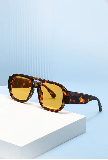 SHAUNA Fashion Double Bridges Square Women Sunglasses Retro Candy Color Leopard Men Sun Glasses Shades UV400