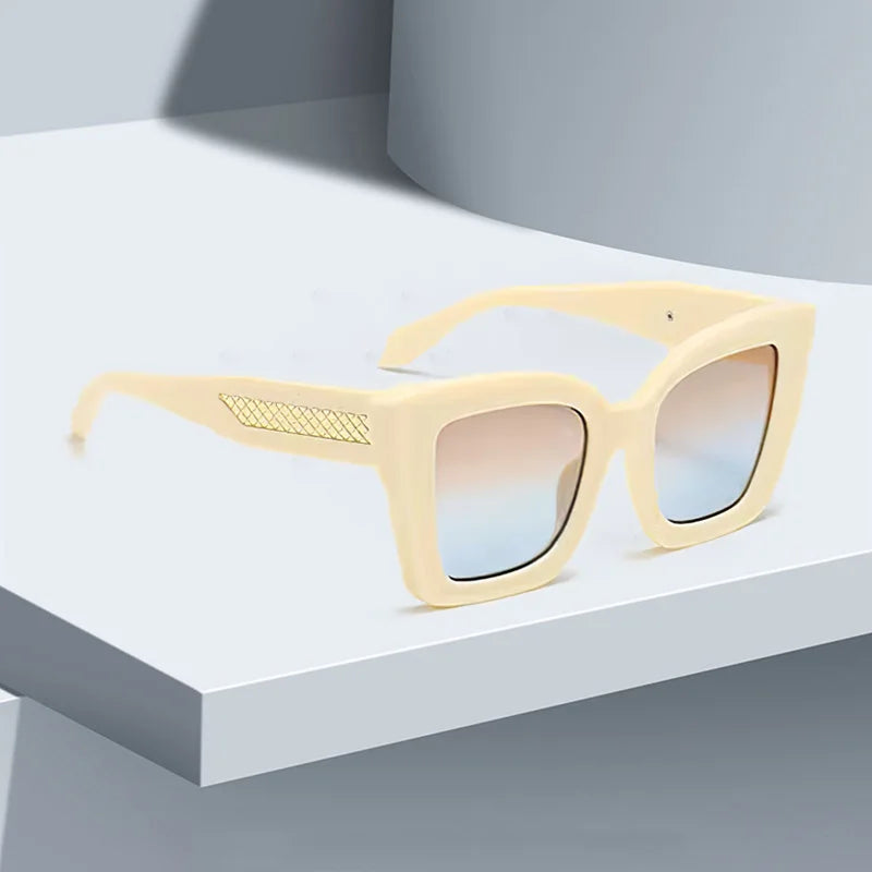 2025 New in Vintage Sunglasses for Women Fashion Square Frame Gradient Sunglasses with Golden Arrows for Women