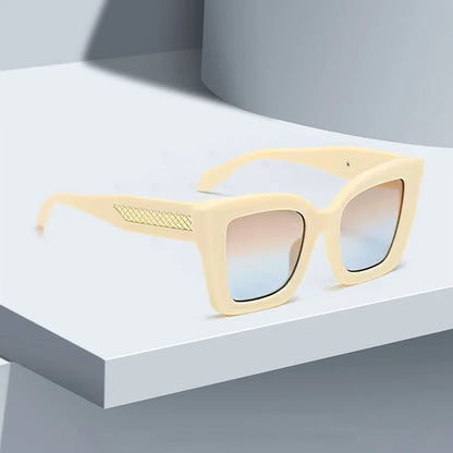 2025 New in Vintage Sunglasses for Women Fashion Square Frame Gradient Sunglasses with Golden Arrows for Women