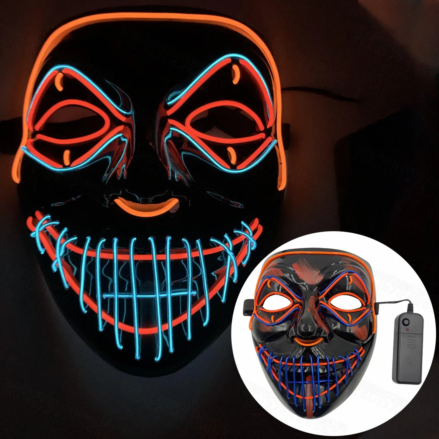 Halloween Mask Mixed Color Led Mask Party Masque Masquerade Masks Neon Maske Light Glow In The Dark Horror Mask Glowing Masker