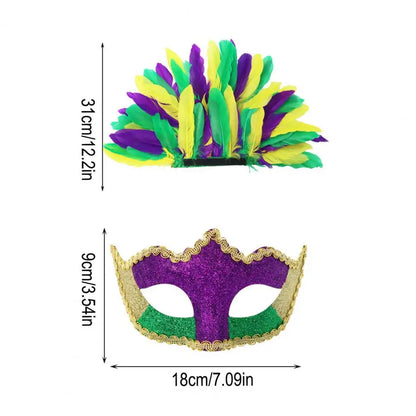 Carnival Masque Mardi Gras Masque Colorful Feather Masquerade Masque for Women Venetian Carnival Costume Party Masques
