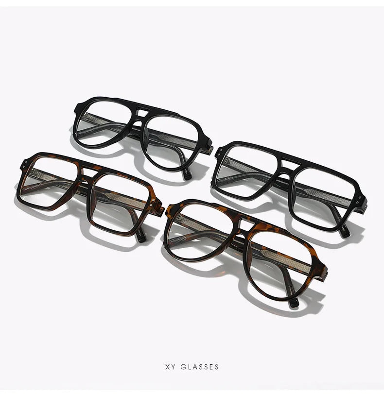 Unisex Retro Glasses Frame Large Eyeglasses Anti Blue Light Square Opical Glasses Aviation Suitable Decoration Eyewear
