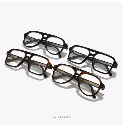 Unisex Retro Glasses Frame Large Eyeglasses Anti Blue Light Square Opical Glasses Aviation Suitable Decoration Eyewear