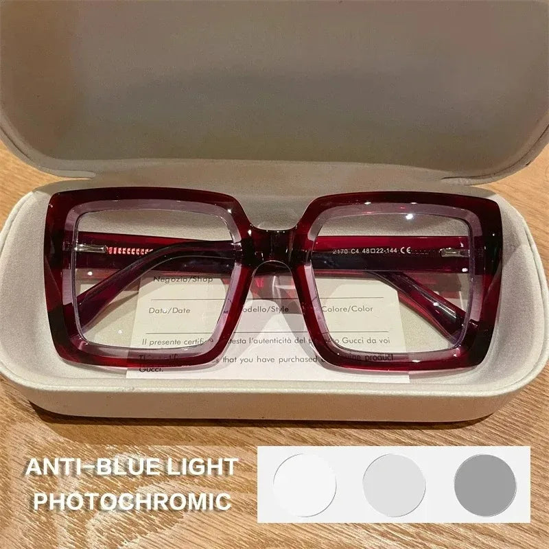 EYORA Oversize Fashionable Reading Glasses Anti Blue Ray Myopia Eyewear Progressive Photochromic Prescription Optical Glasses