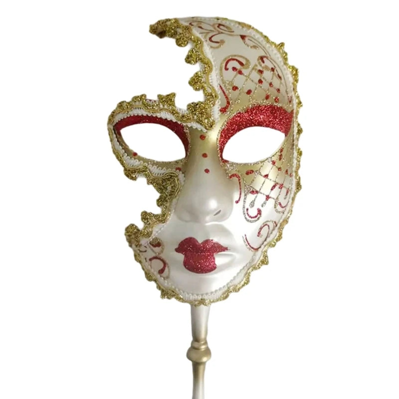 Mardi Gras Mask Masquerade Mask with Holding Venetians Mask Carnivals Mask Halloween Costume Mask for Party