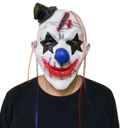 Halloween Funny Clown Head Cover Horror Party Cosplay Mask Dress Up Props Joker Latex Masks Park Haunted House Prank Helmet Prop