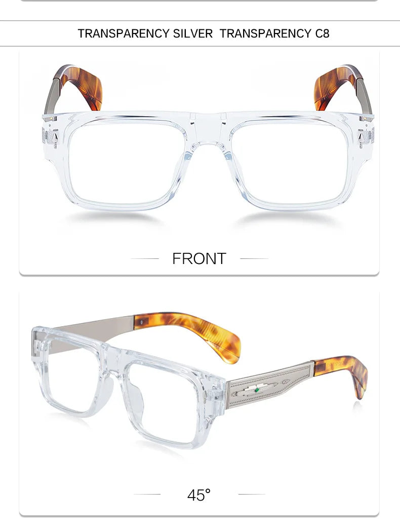 Fashion Oversized Square Reading Glasses Men Blue Light Blocking  Metal FrameGlasses Trendy Optical Presbyopia Eyeglasses0to+6.0